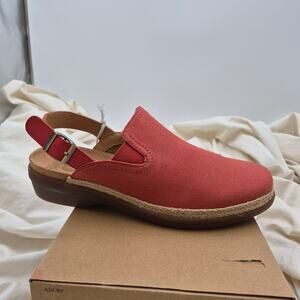 NEW Revitalign Ventura canvas slingback clog Mule brick red women's size 9.5